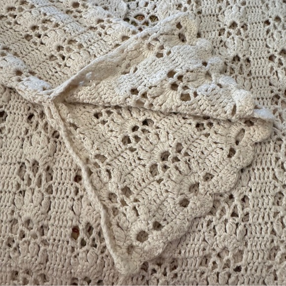 One Step Up Knitwear Chic Cream Crochet Open Front Cardigan Size Large - Picture 8 of 10